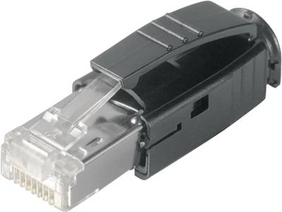 Telegärtner STX IP20 RJ45-Stecker Cat.6, AWG24-AWG27 mit Knickschutztülle schwarz (VE 10) (J80026A0001)