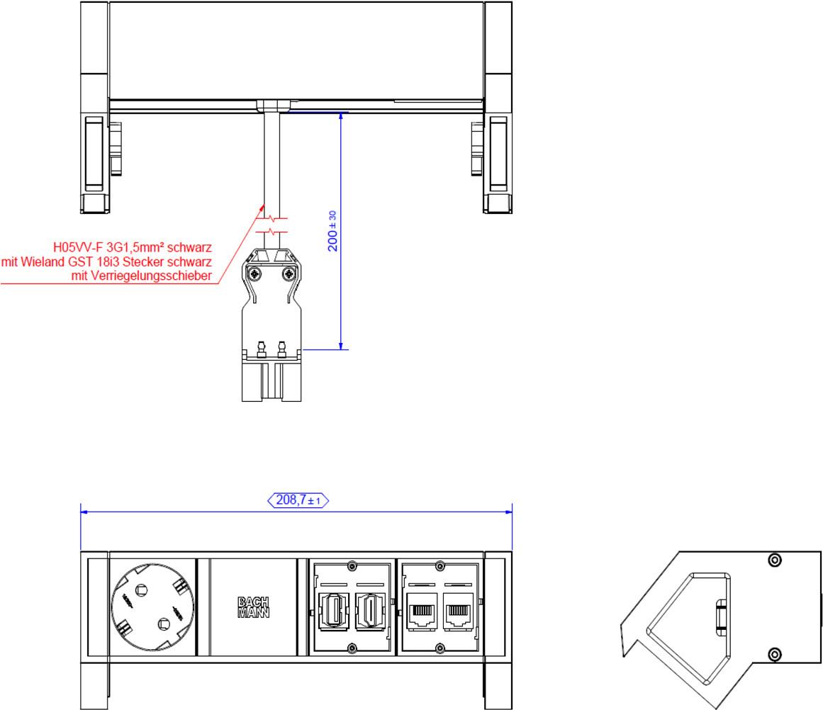 BACHMANN DESK2 1xCEE7/3 1xHDMI 2xCAT6A (902.3059)