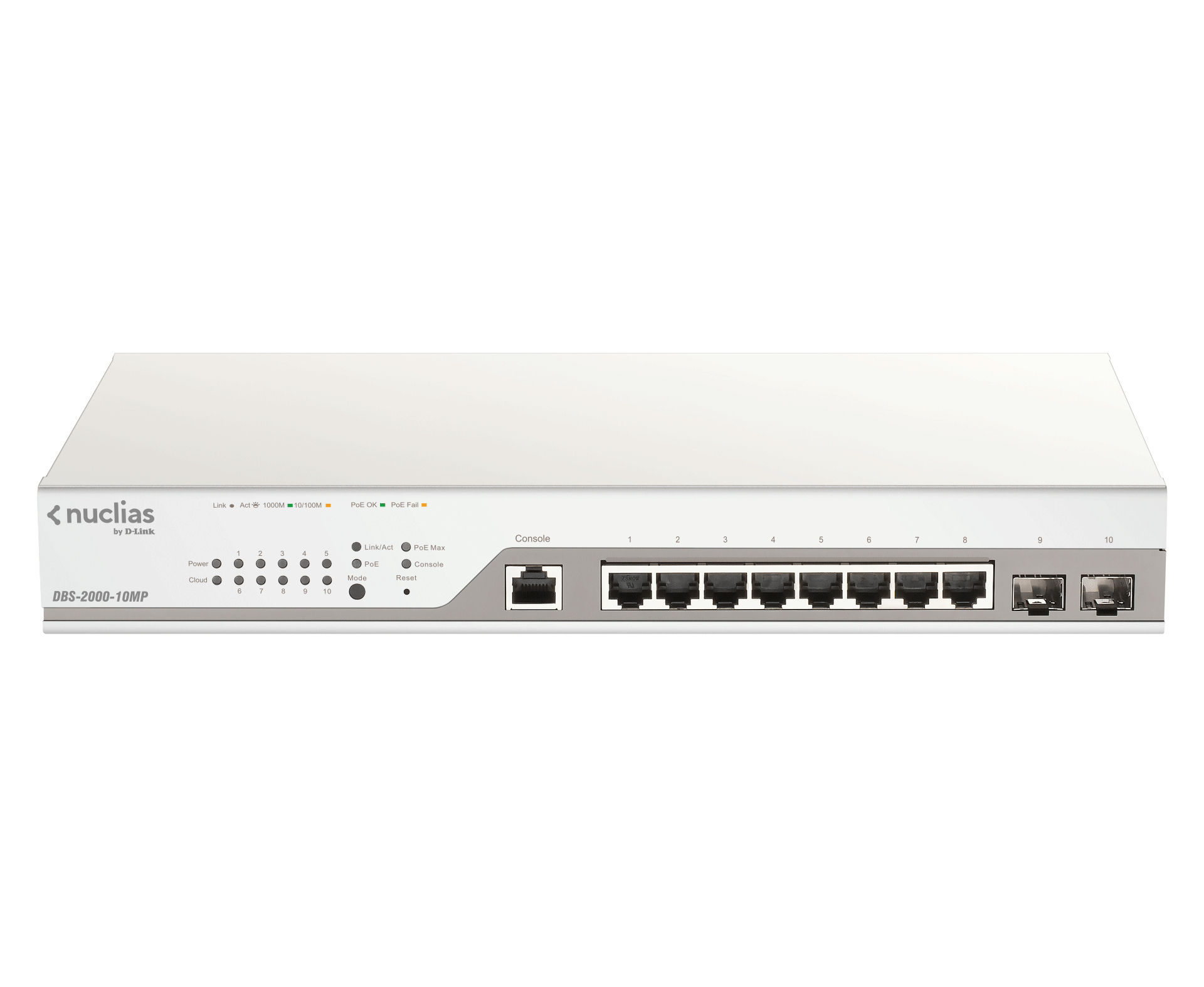 D-Link Nuclias Cloud-Managed DBS-2000-10MP 10-Port Managed PoE+ Switch Grau
