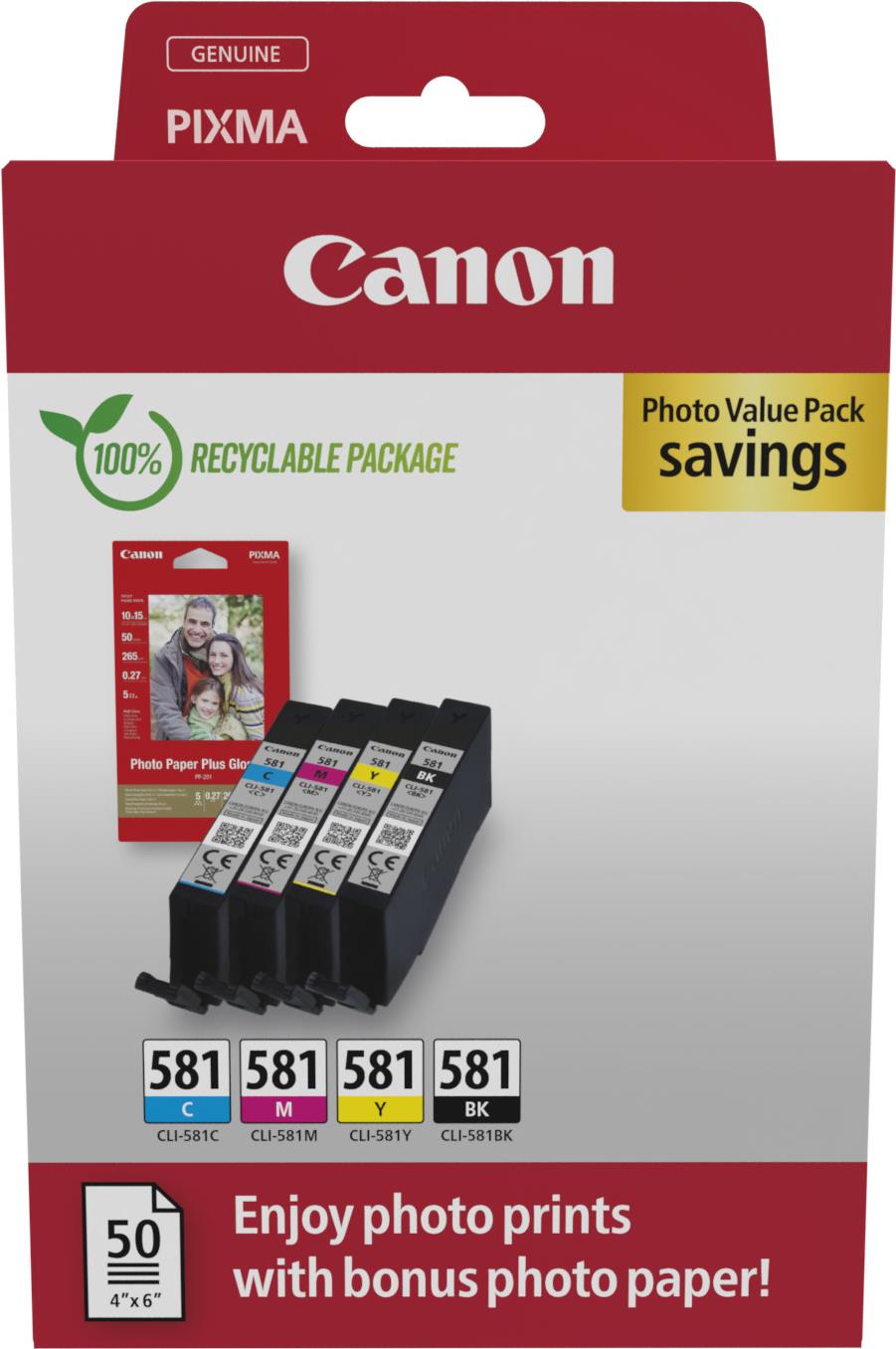 Canon CLI-581 BK/C/M/Y Photo Value Pack (2106C006)