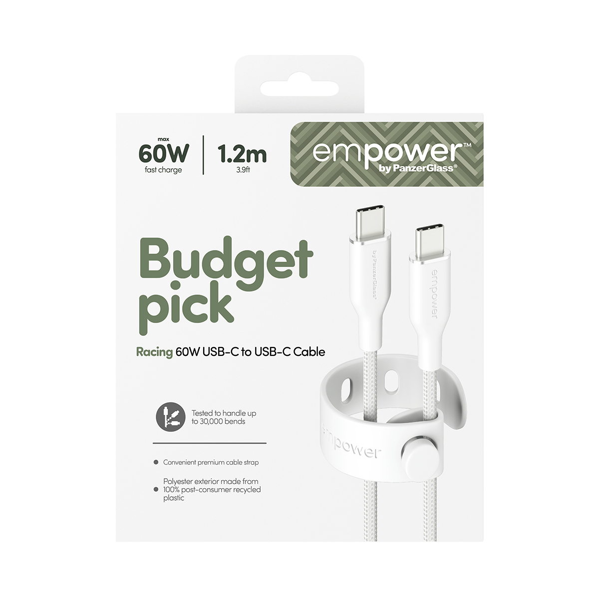 PanzerGlass empower by PanzerGlass Racing 60W USB-C zu USB-C Kabel 1.2 m Silver White