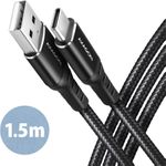 AXAGON BUCM-AM15AB USB-C zu USB-A Kabel, 1,5 m, USB 2.0, 3A, geflochten - schwarz (BUCM-AM15AB)