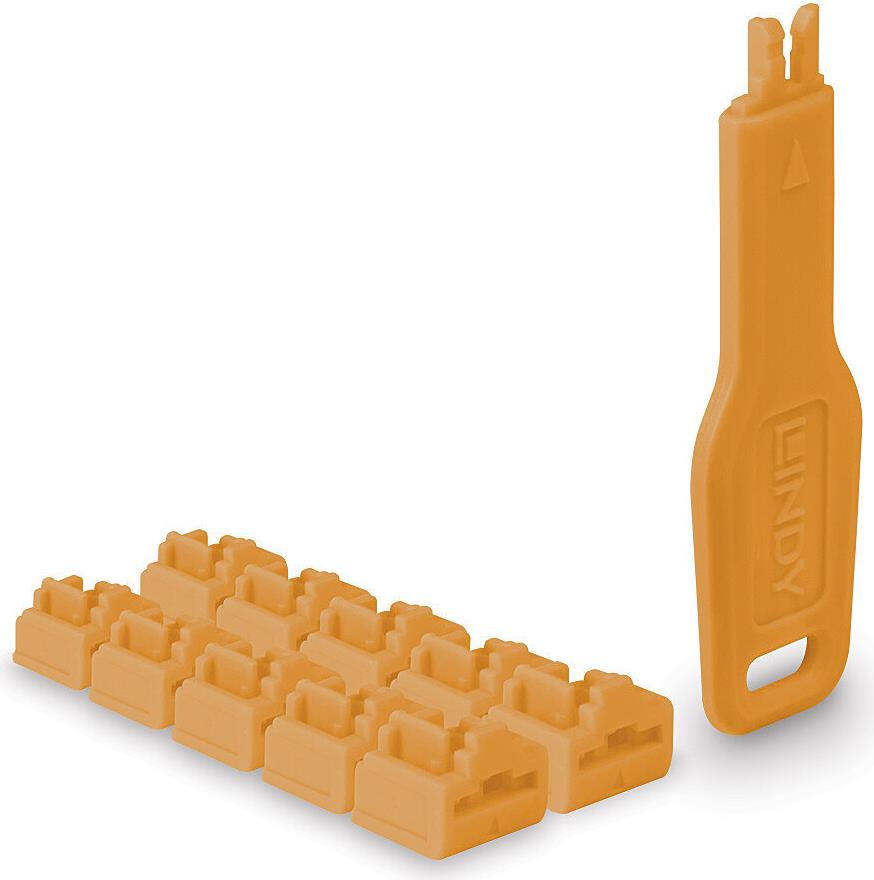 Lindy RJ45 Port Schlösser Orange 10 Stck+ 1 Schlüssel (47897)