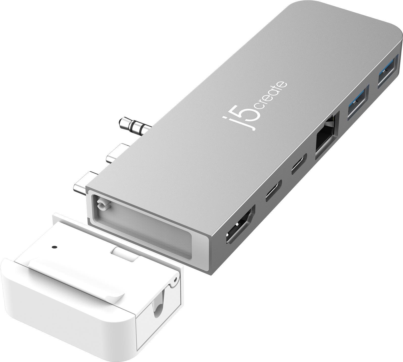 j5create Elite Pro JCD395-N 4K60 USB4-Hub mit MagSafe-Set Grau/Weiß