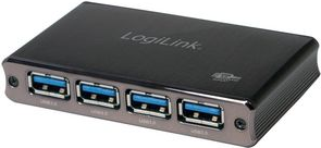 LogiLink USB 3.0 Hub mit Netzteil, 4 Port, Aluminiumgehäuse 4x USB-Anschluss, kompatibel zu USB 3.0 Standard, Spezifi - 1 Stück (UA0282)