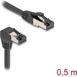 Delock RJ45 Netzwerkkabel Cat.8.1 S/FTP 90° unten gewinkelt / gerade 0,5 m schwarz (80399)