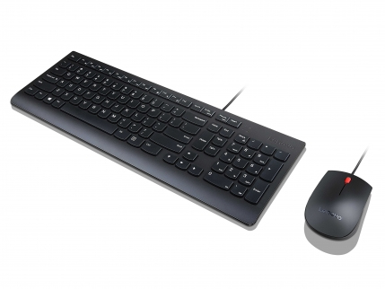 Lenovo Essential Wired Combo Tastatur- und Maus-Set Deutsch Schwarz