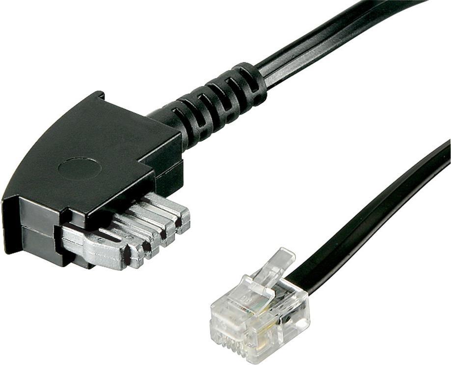 Wentronic Goobay TAE-N Anschlusskabel International, Schwarz, 3 m 
