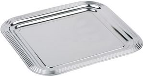 APS Partyplatte CLASSIC (B)354 x (T)325 mm, silber aus Metall, vernickelt und glanzverchromt, mit Linien - 1 Stück (389)