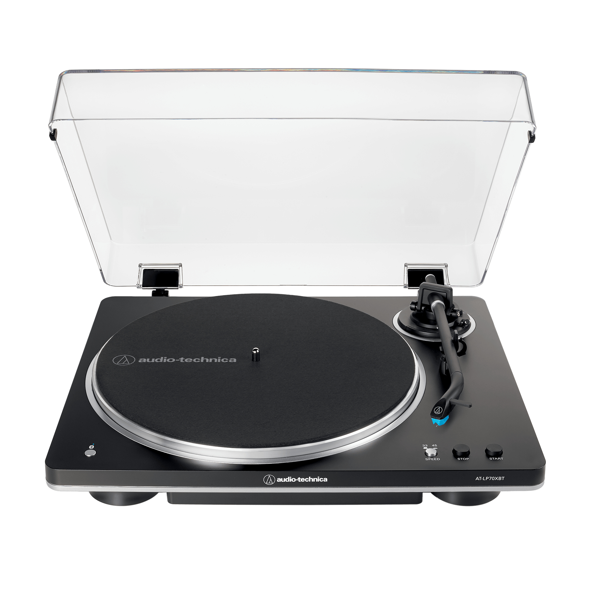 Audio-Technica AT-LP70XBT Plattenspieler Vollautomat Bluetooth Riemenantrieb Integrierter Phono-Vorverstärker Schwarz, Silber