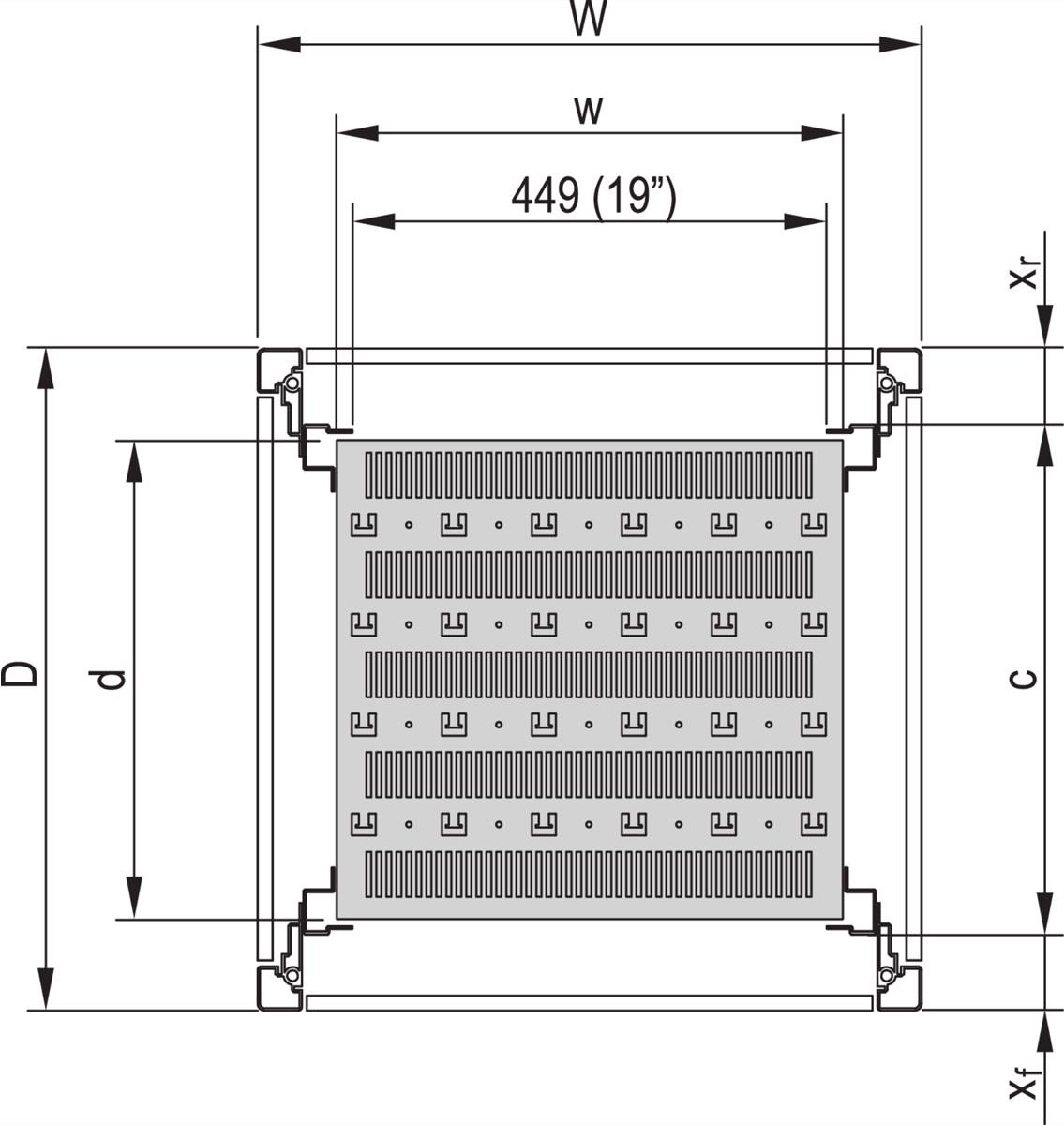 SCHROFF 19\"-Fachboden, stationär, 75 kg - FACHB.STAT.19\"600B 700T 7021 (22117671)