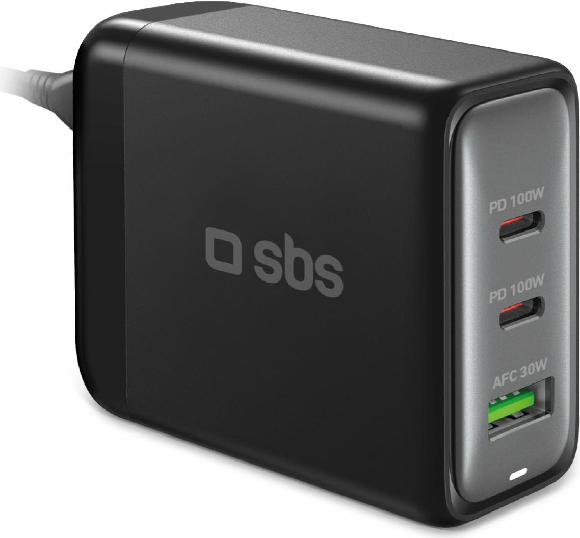 SBS TECHGSTUSB2C100W Ladegerät für Mobilgeräte Universal Schwarz AC Schnellladung Drinnen (TECHGSTUSB2C100W)