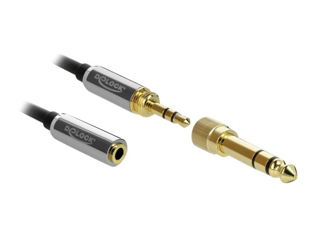 Delock Audio-Kabelkit 3,5 mm Stecker auf 3,5 mm Buchse mit 6,35 mm Adapter 5 m Schwarz