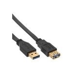 USB 2.0 Flachkabel Verlängerung, InLine®, A Stecker/Buchse, schwarz, Kontakte gold, 5m (34605F)