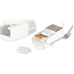 S/CONN maximum connectivity Netzwerk Modular Stecker RJ45 SET für Verlegekabel bis AWG 23, Stecker mit Zugentlastung, Einführhilfe und Tülle, weiß VE 1 (72067-W)