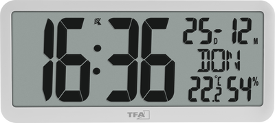 TFA 60.4525.02 weiß Digitale Funkuhr mit Raumklima (60.4525.02)
