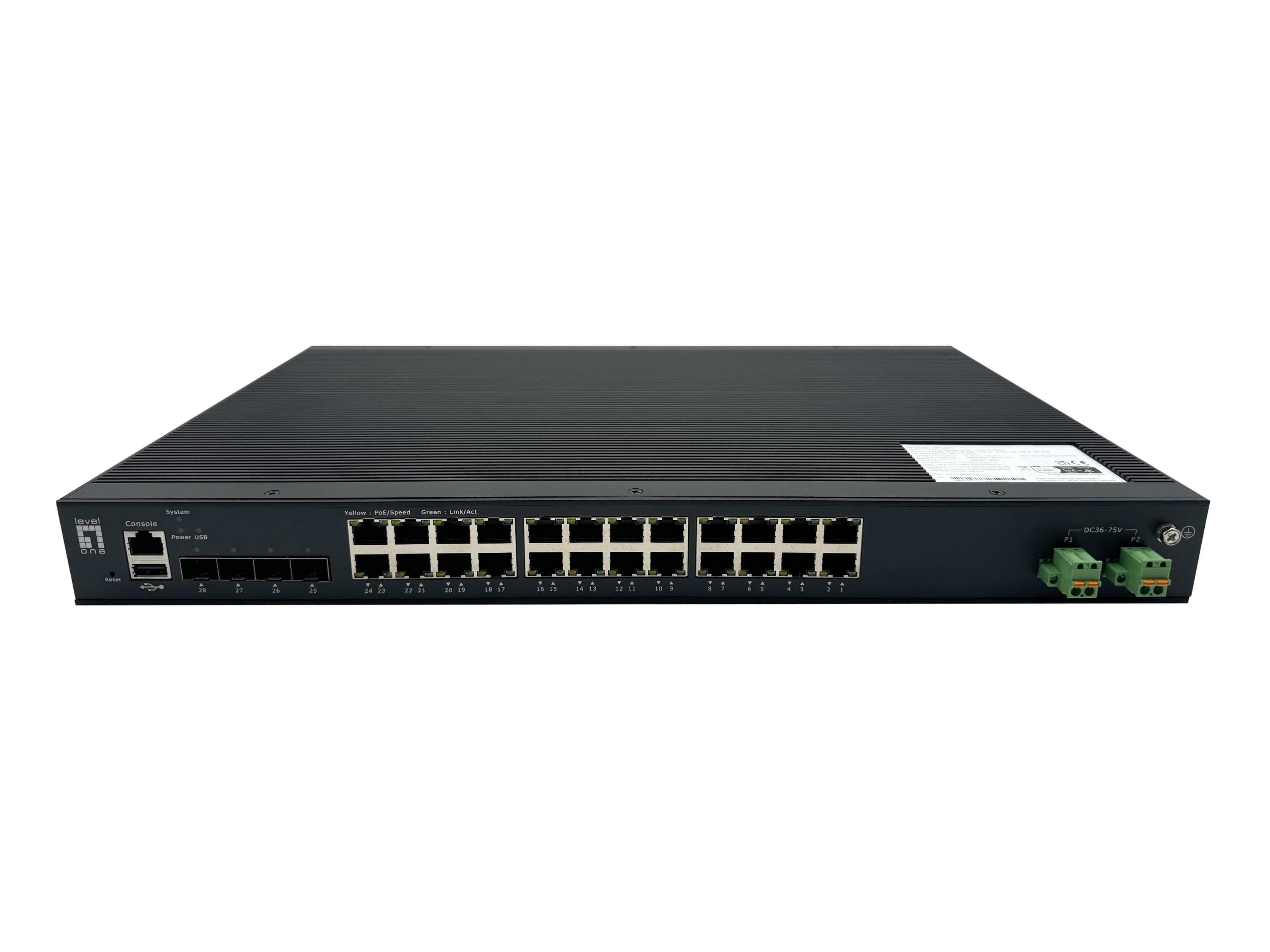 LevelOne IXP-2871 L2+ Managed PoE Industrial Switch Schwarz
