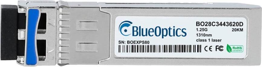 BlueOptics BO28C3443620DIN cSFP 2 Kanal Bidi Transceiver, LC-Duplex, 1000BASE-2BX-U, Singlemode Fiber, TX:1310nm/RX:1490nm, 20KM, -40°C/+85°C, DDM (BO28C3443620DIN)