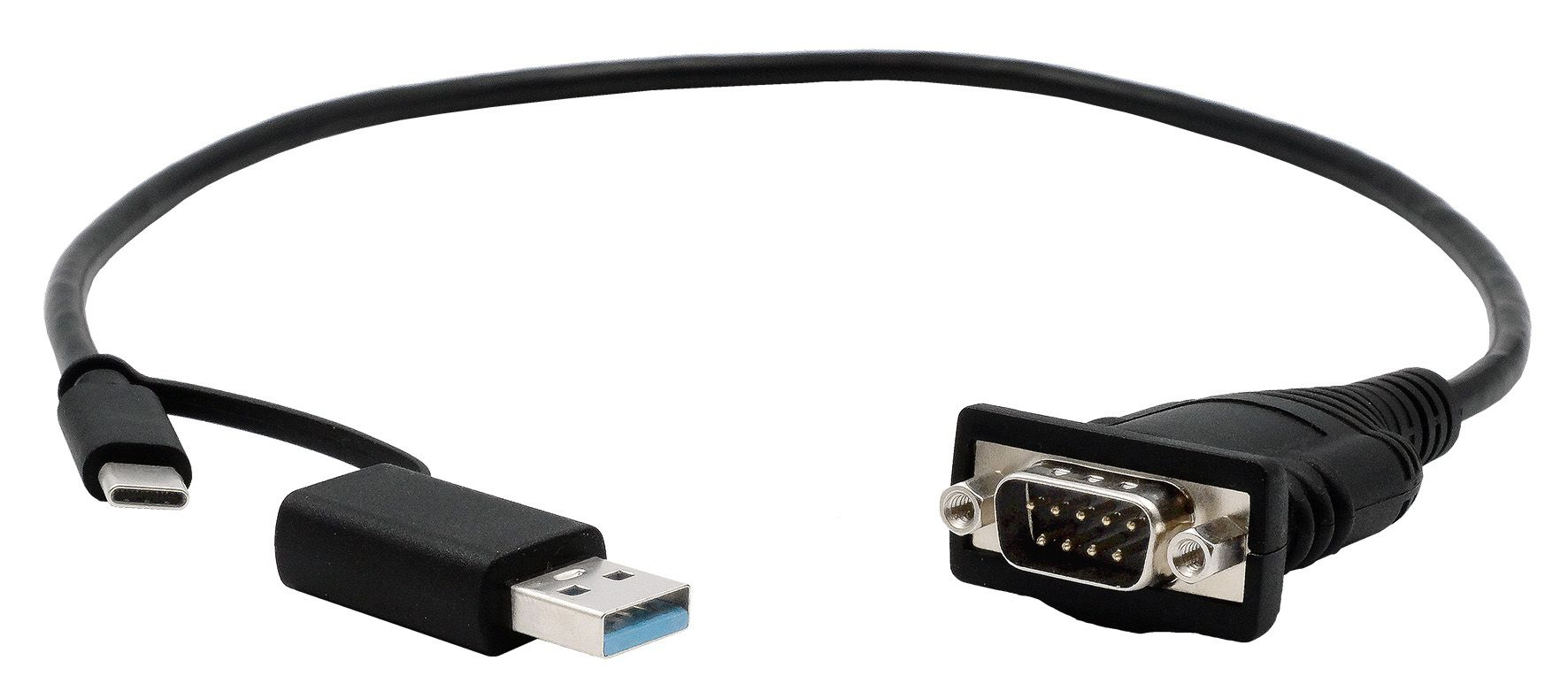 Exsys EX-23001 Serien-Kabel USB-A/USB-C zu DB-9 (RS-232), 0,5 m, Schwarz