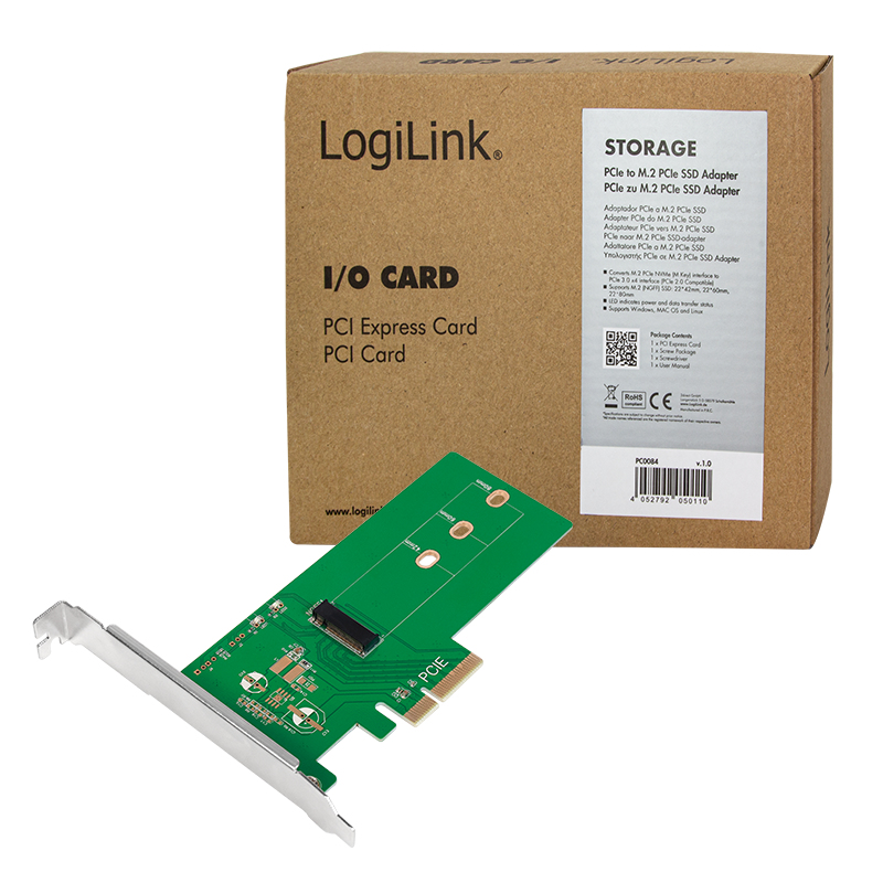 LogiLink PC0084 M.2 NVMe Speicher-Controller PCIe 3.0 x4 Grün/Silber