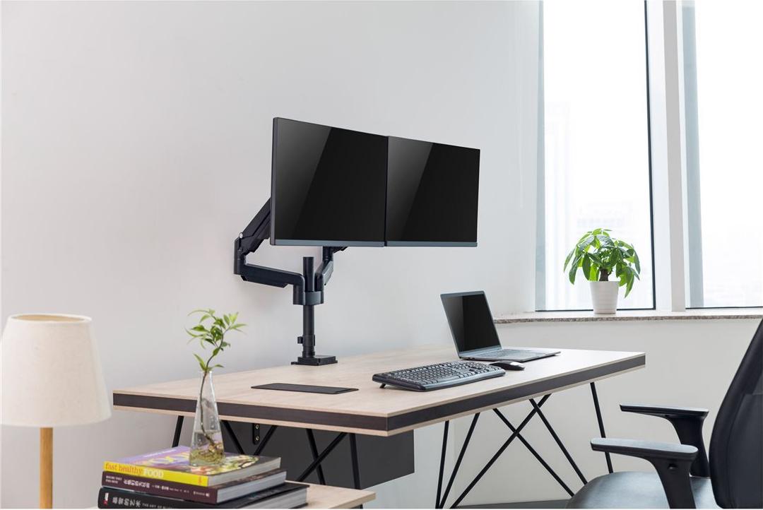InLine 23160B Tischhalterung mit Lifter für 2 Monitore bis 32" 9kg Schwarz