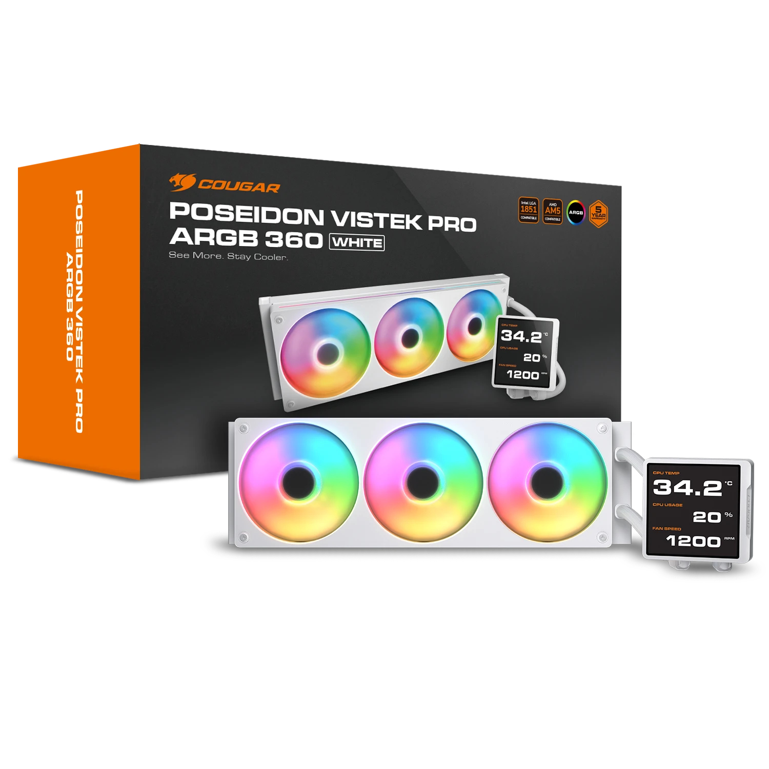 Cougar Poseidon Vistek Pro 360 ARGB CPU-Wasserkühlung Weiß