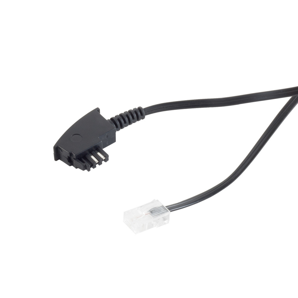 Helos Telefonkabel TAE-F auf RJ-45 8P2C, 2-adrig, 6 m, Schwarz