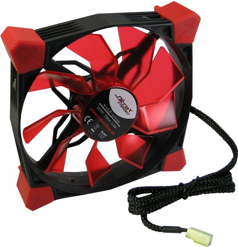 Inter-Tech Nitrox N-120-R Gehäuselüfter 120 mm Schwarz, Rot