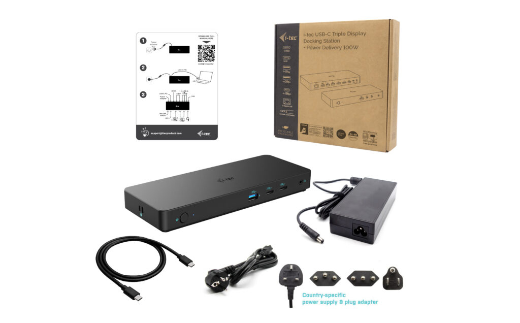 i-tec USB-C Triple Display Docking Station Gen 2 Pro 100 W Power Delivery Schwarz