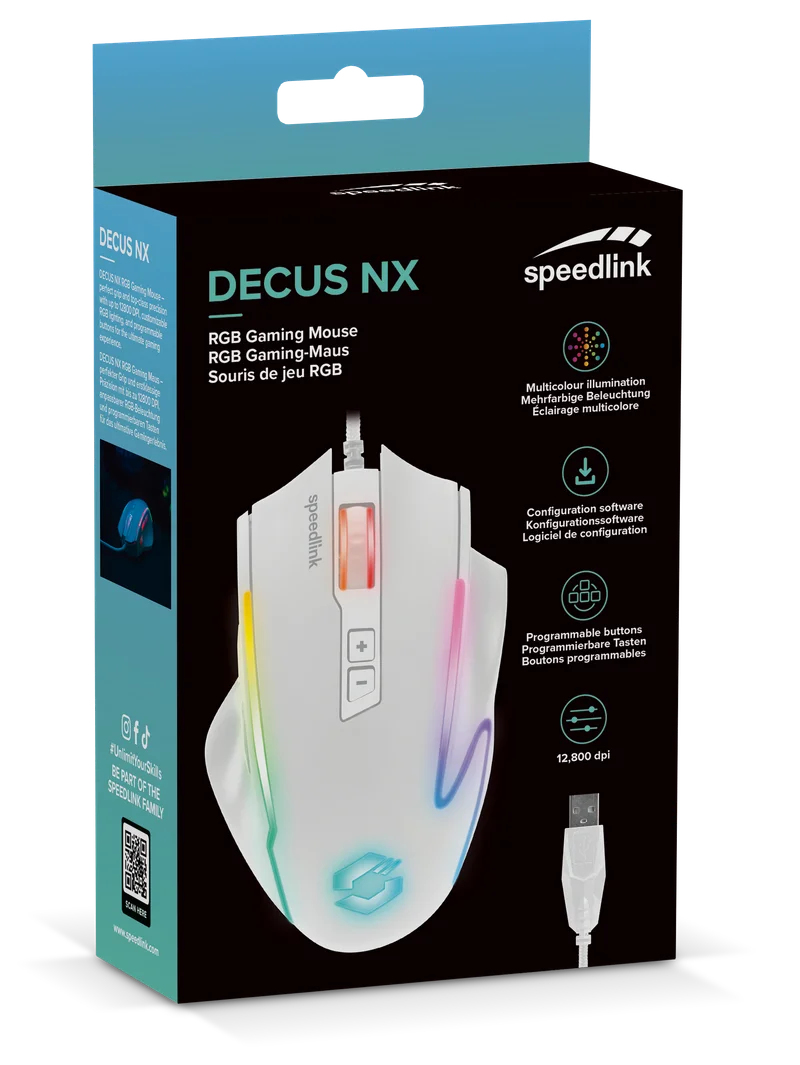 SPEEDLINK DECUS Gaming-Maus USB 12800 DPI Optisch 6 Tasten Weiß