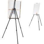 Walimex pro Staffelei XXL 62-205 cm, Leinwandstaffelei aus Aluminium inkl. Transporttasche, Feldstaffelei für Leinwand bis 150 cm, Leinwandstativ mit Ablage (1022745)