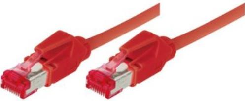 Patchkabel S/FTP, PiMF, Cat 6, rot, 0,3 m halogenfrei, mit Draka-Kabel und Hirosesteckern TM21 (718003R)