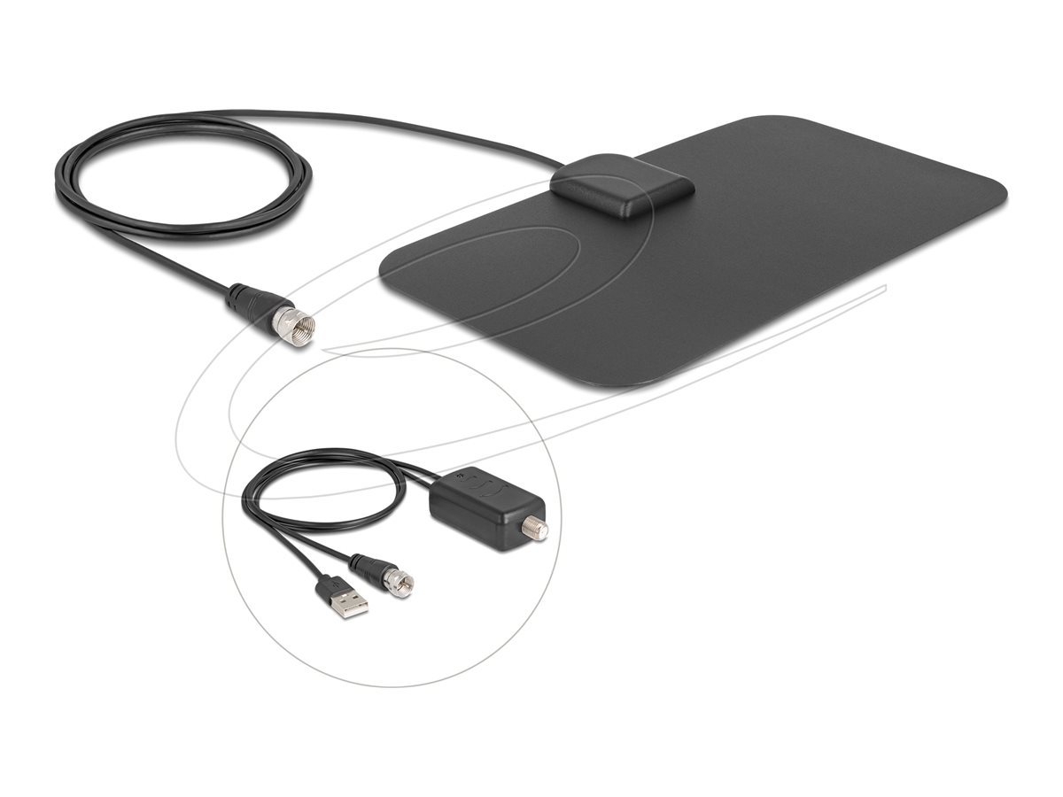 Delock DAB+ DVB-T2 Antenne Aktiv Omnidirektional 5–25 dB F Stecker Schwarz