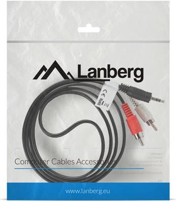 Lanberg CA-MJRC-10CC-0015-BK Audio-Kabel 1,5 m 3.5mm 2 x RCA Schwarz (CA-MJRC-10CC-0015-BK)