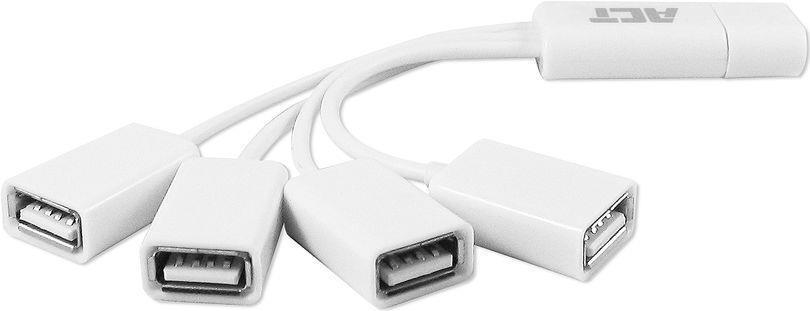 ACT AC6210 Schnittstellen-Hub USB 3.2 Gen 1 (3.1 Gen 1) Type-A 480 Mbit/s Weiß (AC6210)