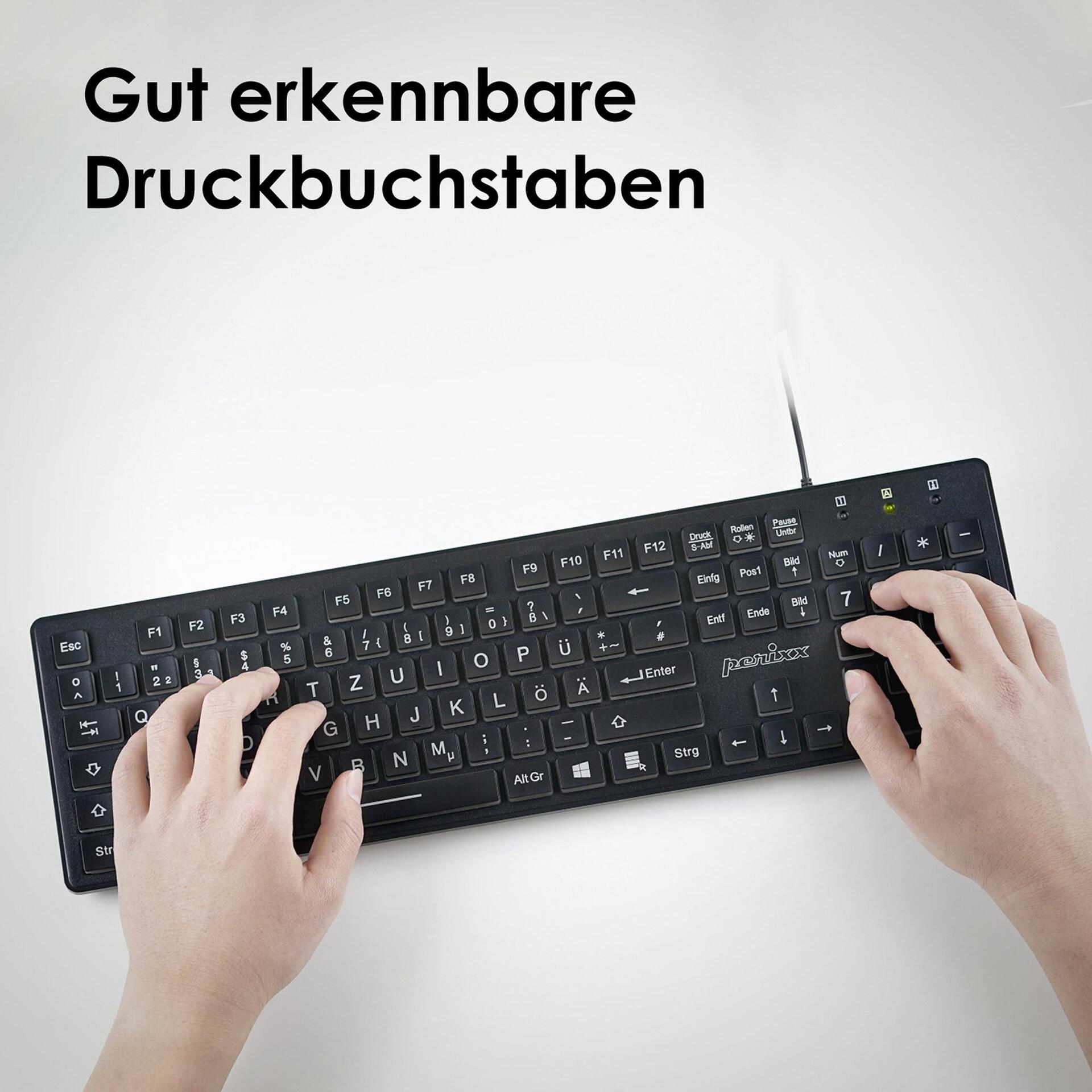 Perixx PERIBOARD-317 USB Tastatur QWERTZ DE Schwarz