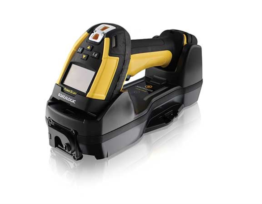 Datalogic PowerScan PM9600 Funk-Barcode-Scanner 2D-Imager 1,8" OLED-Display 433 MHz USB Kit IP65/IP67 Schwarz, Gelb