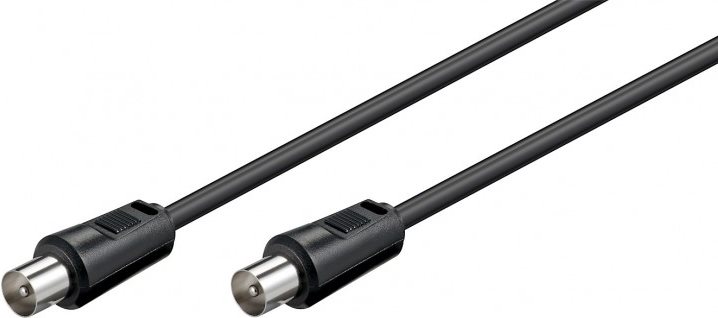 Wentronic Goobay Antennen Anschlusskabel, Schwarz, 1.5 m - IEC/Koax-Stecker <=> IEC/Koax-Stecker (68146)