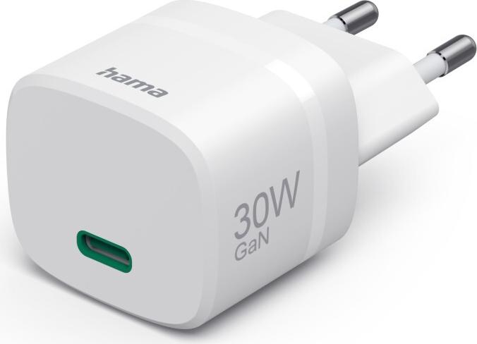Hama Schnellladegerät, GaN, USB-C, PD, ZSP, 30 W, Weiß (00201964)