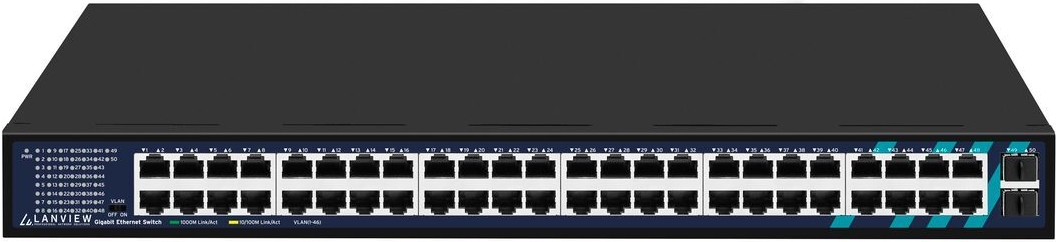 Lanview Unmanaged RJ45 With 2 Gigabit SFP ports Full (LVN-1UMOUNT-48PORT-2SFP-1G)