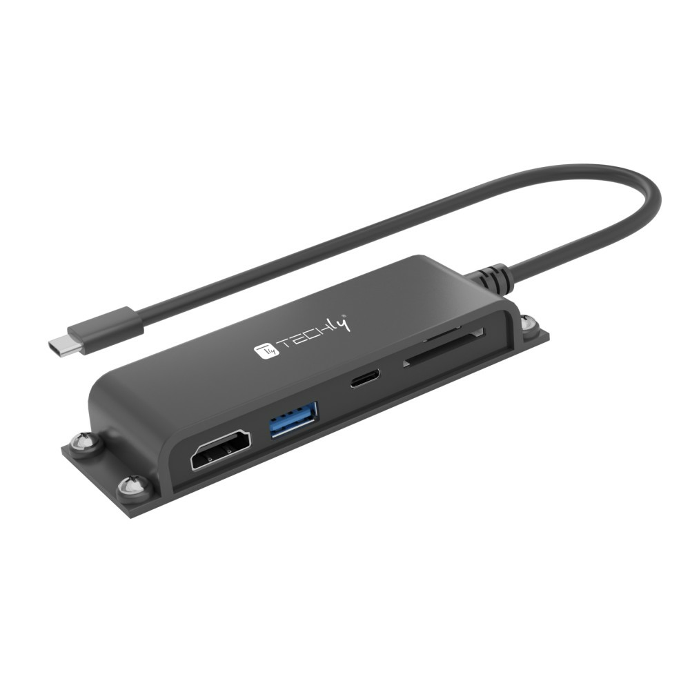 Techly IADAP-USBC-935 Dockingstation USB-C HDMI USB-A SDXC Schwarz