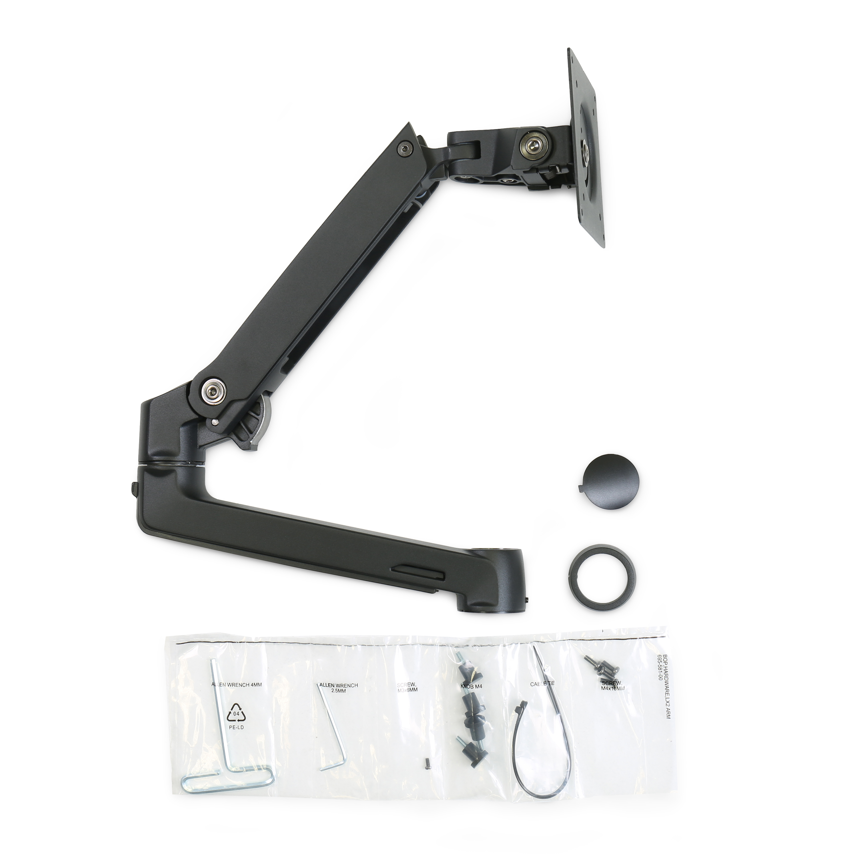 Ergotron LX Dual Stacking Arm Erweiterung und Ringsatz 98-130-224, Mattschwarz