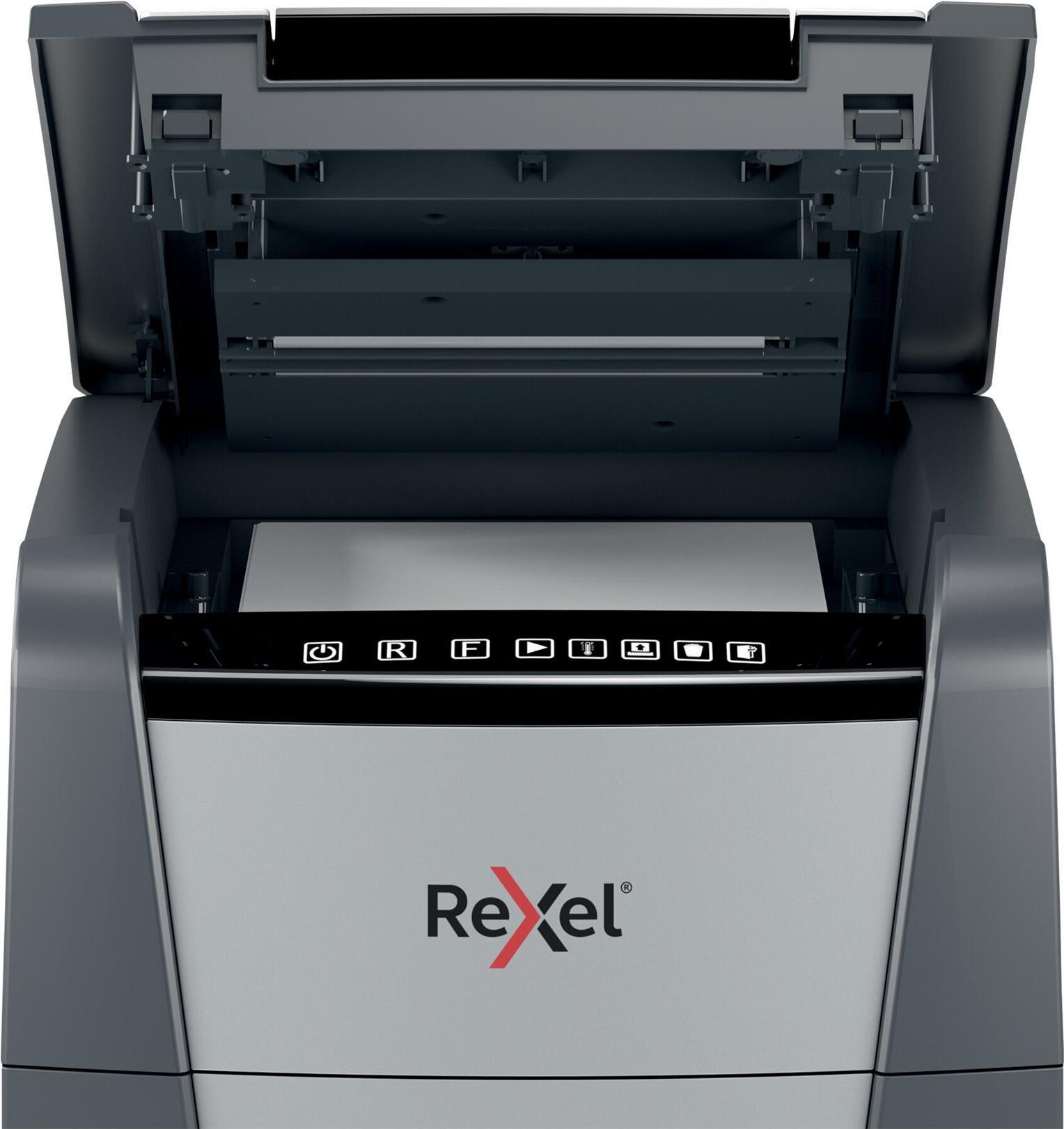 Rexel Optimum AutoFeed+ 130X Aktenvernichter 130 Blatt Kreuzschnitt Schwarz, Grau