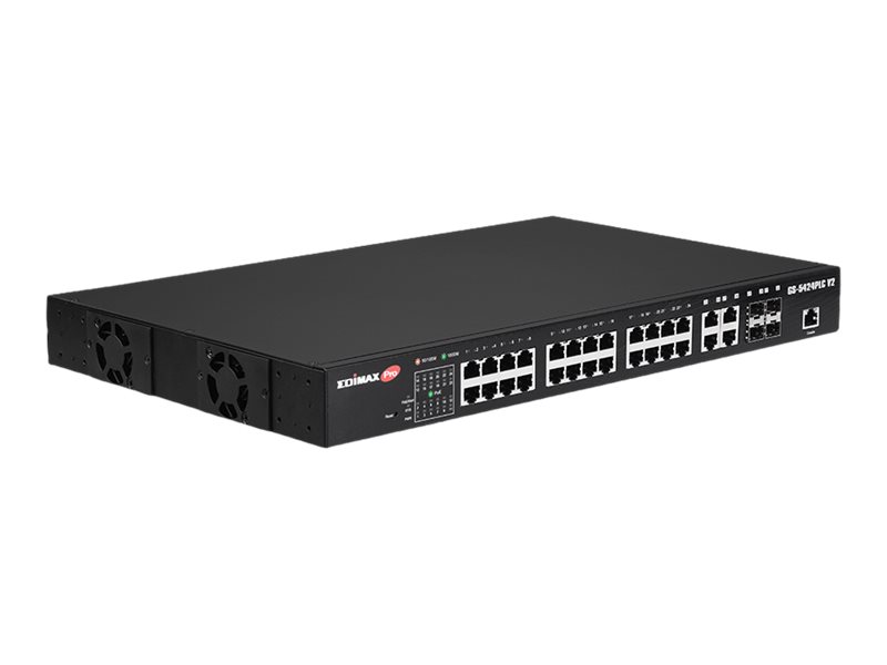 Edimax Pro GS-5424PLC V2 Managed Switch 24-Port Gigabit PoE+ 4x Combo SFP 1U Schwarz