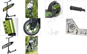 SCHILDKRÖT Tretroller Stunt Scooter Kickless Forest großes Aluminium-Deck (500 x 100 mm), robuster Y-Lenker, - 1 Stück (510432)