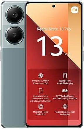 Xiaomi Redmi Note 13 Pro 16,9 cm (6.67") Dual-SIM Android 12 4G USB Typ-C 8 GB 256 GB 5000 mAh Grün (MZB0G7HEU)