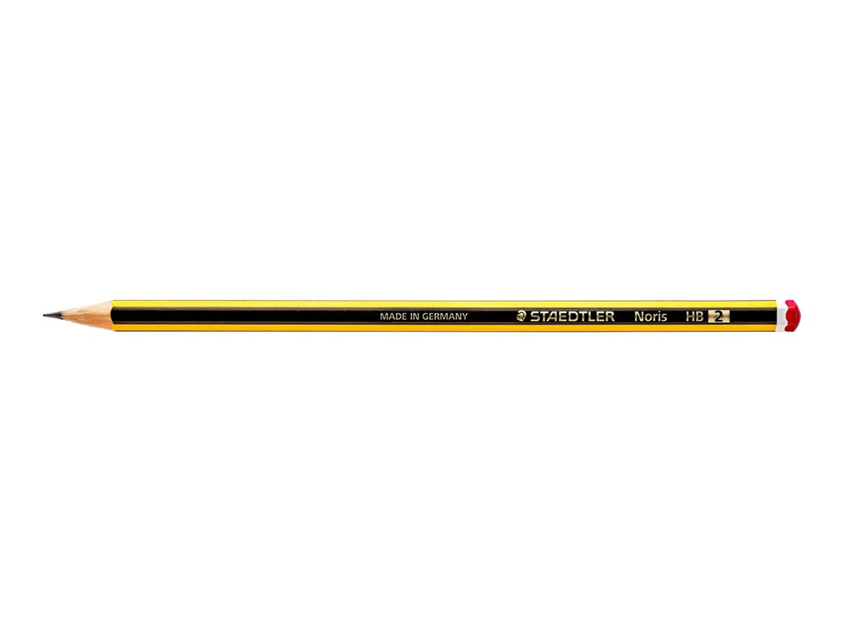 STAEDTLER Noris 120 Bleistift HB 12er Pack mit Radierer und Spitzer Schwarz/Gelb