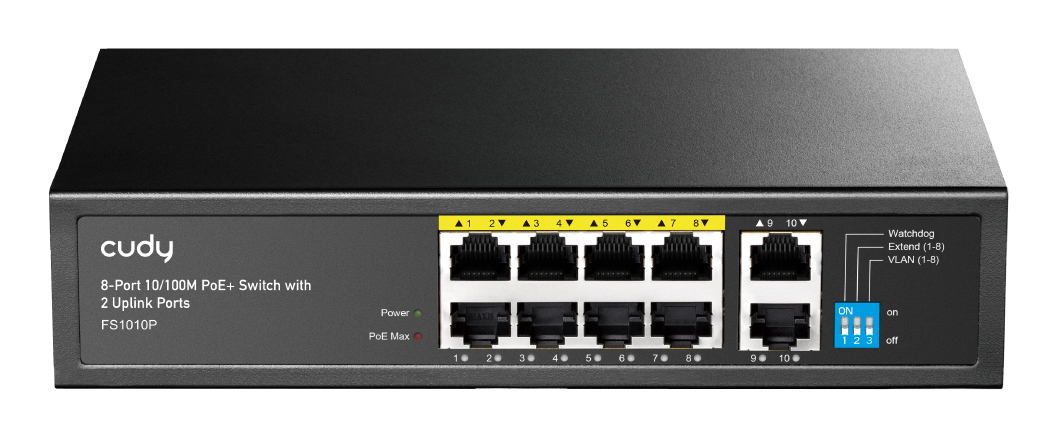Cudy FS1010P Fast Ethernet PoE Switch 10 Ports Schwarz