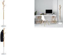ALBA Garderobenständer "PMTREE", Höhe: 1.750 mm, buche/weiß mit 8 Haken aus Holz, Standrohr aus Holz, Durchmesser 38 mm, - 1 Stück (PMTREE BC)