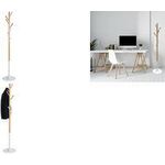 ALBA Garderobenständer "PMTREE", Höhe: 1.750 mm, buche/weiß mit 8 Haken aus Holz, Standrohr aus Holz, Durchmesser 38 mm, - 1 Stück (PMTREE BC)